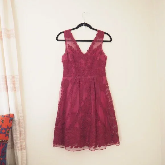 !! Anthropologie Yoana Baraschi Black Cherry Ersalina Sleeveless Lace Dress - Picture 3 of 8